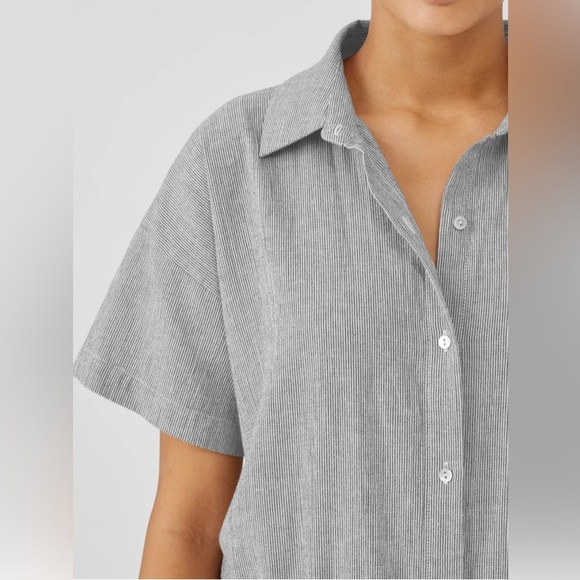 Eileen Fisher Organic Cotton Linen Ticking Striped Jumpsuit Wide Leg Cropped XL - Picture 10 of 10